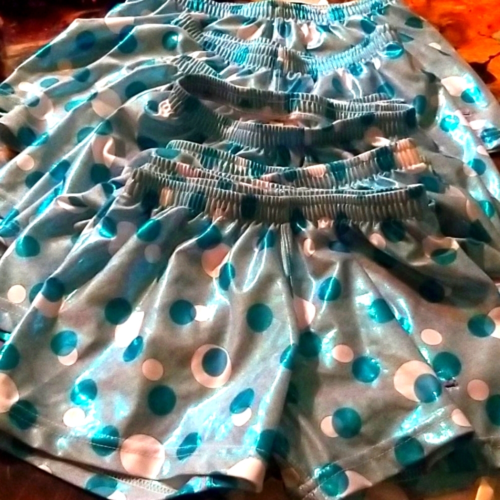 New PaleBlue Metallic BlueWhite Dot Festival Short